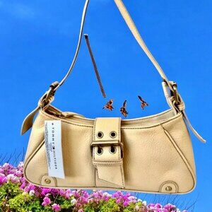 Tommy Hilfiger Y2K Eggshell Pebbled Leather Handbag Logo Zip & Buckle